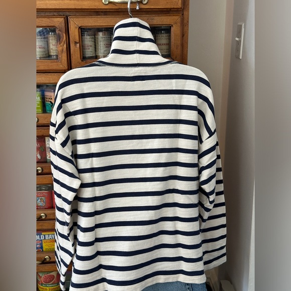 J. Crew Vintage cotton terry turtleneck -navy/white stripe - excellent cond - L - Picture 6 of 10